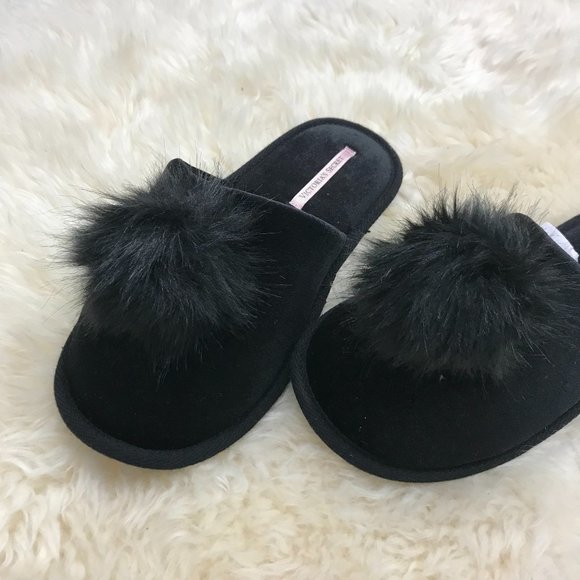 victoria's secrect pom pom slipper black oritq - Picture 2 of 5